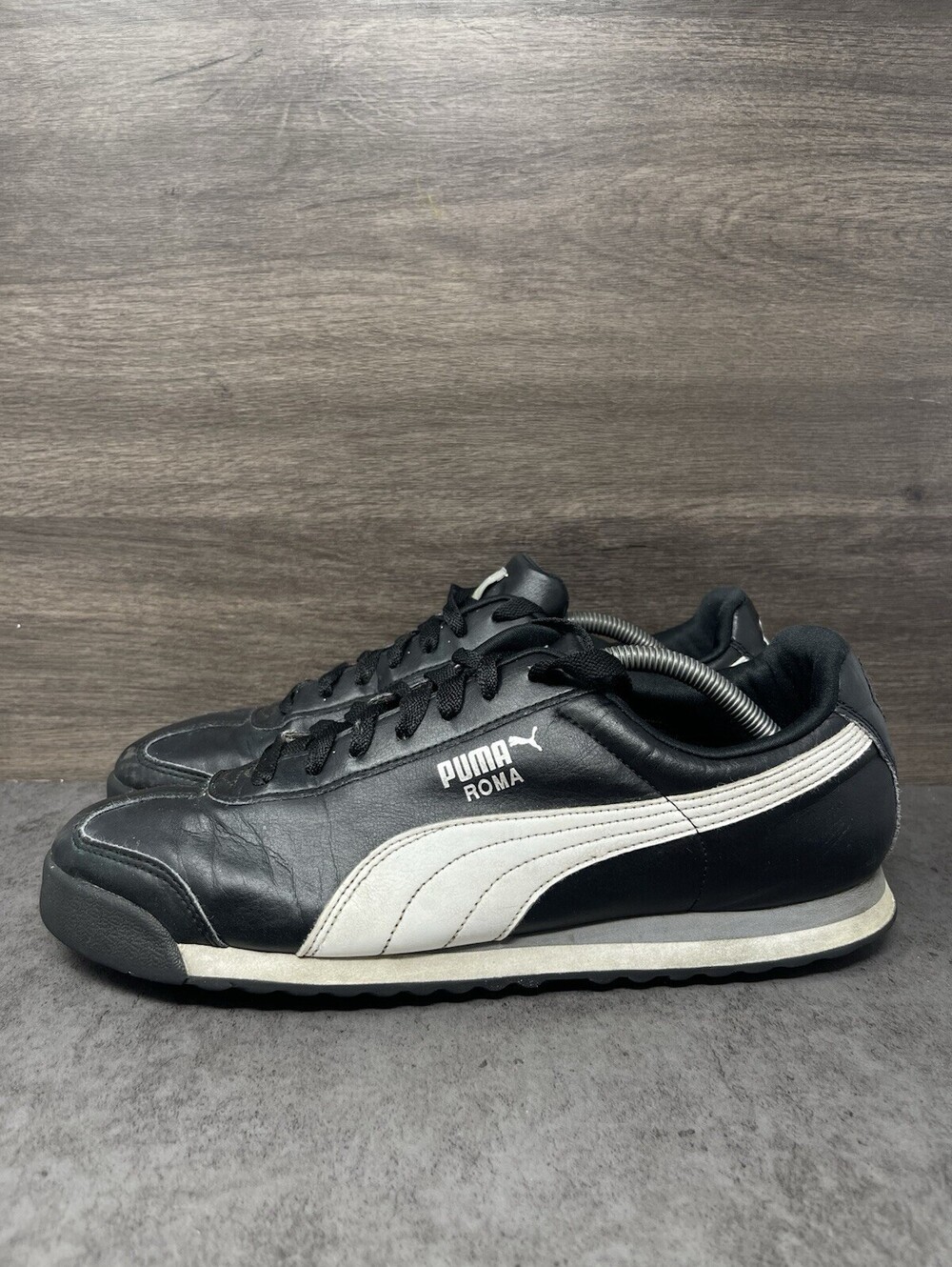 PUMA Roma Basic Black White Size 11 Mens Leather Retro Classic Sneakers